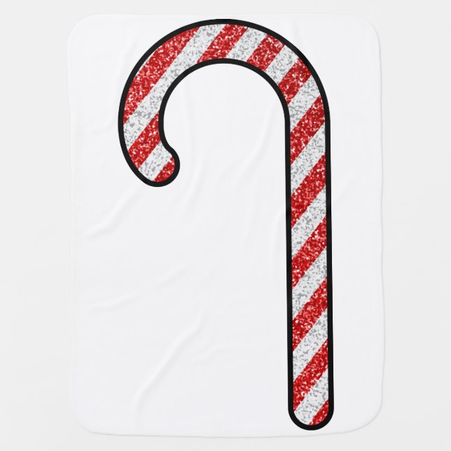 Glitter Candy Cane Baby Blanket (Front)