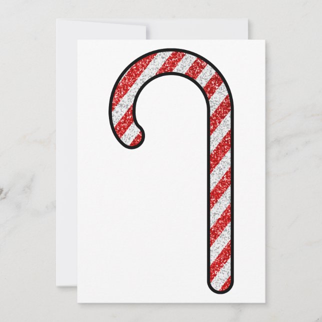 Glitter Candy Cane Invitation (Front)