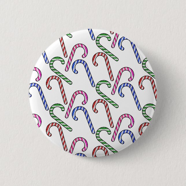 Glitter Candy Cane Pattern Button (Front)