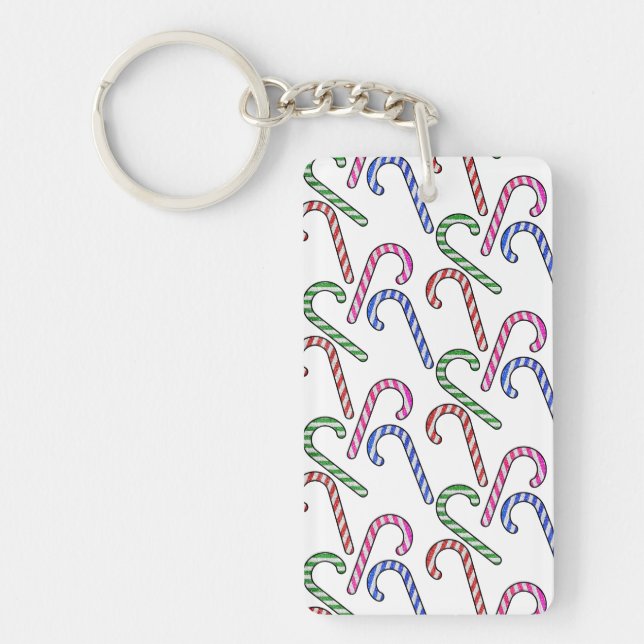 Glitter Candy Cane Pattern Keychain (Front)