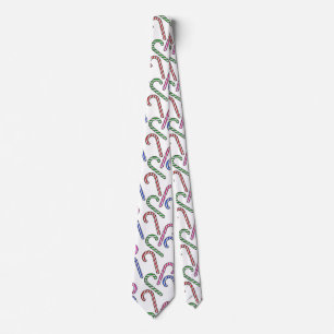 Glitter Candy Cane Pattern Neck Tie