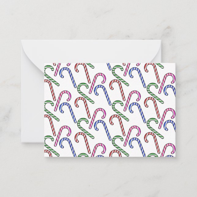 Glitter Candy Cane Pattern Note Card (Front)