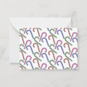 Glitter Candy Cane Pattern Note Card