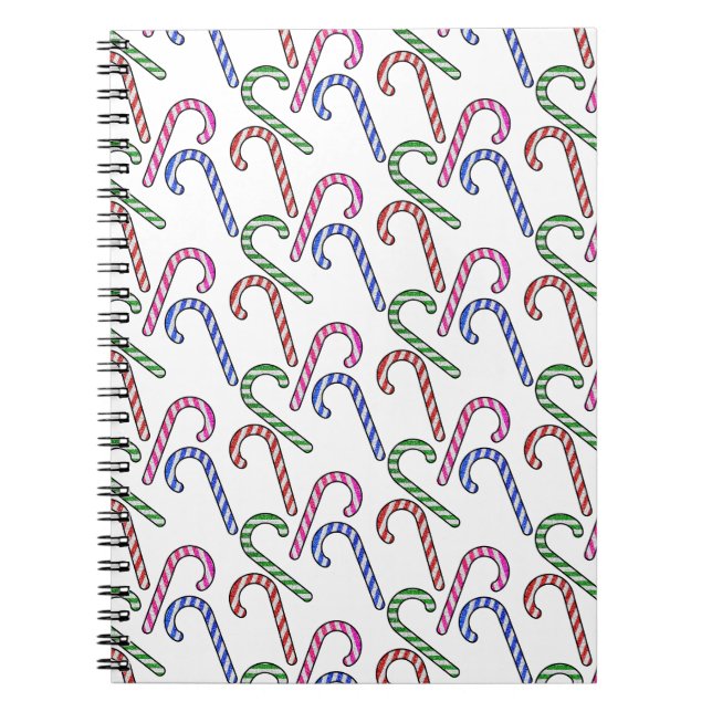 Glitter Candy Cane Pattern Notebook (Front)