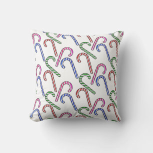 Glitter Candy Cane Pattern Throw Pillow