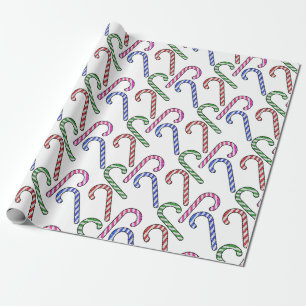 Glitter Candy Cane Pattern Wrapping Paper