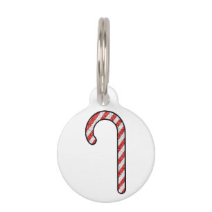 Glitter Candy Cane Pet ID Tag