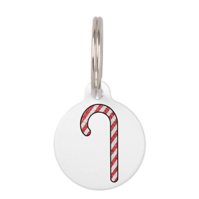 Glitter Candy Cane Pet ID Tag (Front)