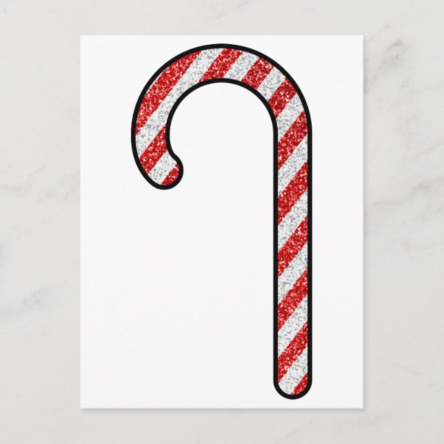 Glitter Candy Cane Postcard (Front)