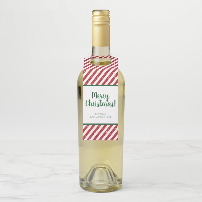 Glitter Candy Cane Striped Company Bottle Hanger Tag (On Bottle)