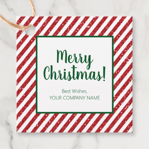 Glitter Candy Cane Striped Company Favor Tags