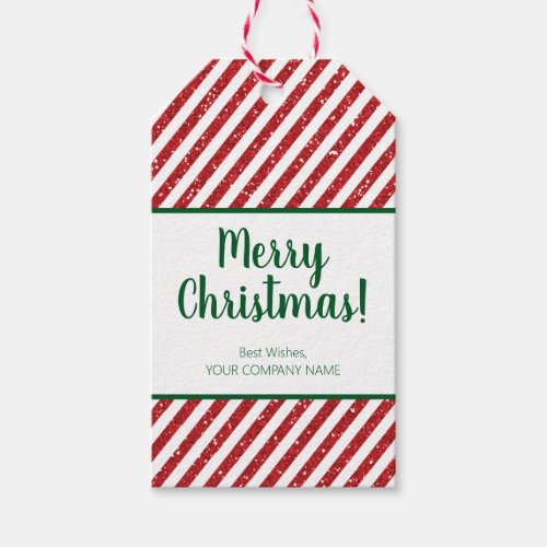 Glitter Candy Cane Striped Company Gift Tags