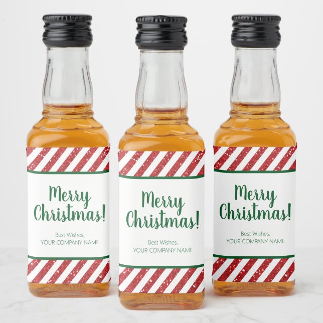 Glitter Candy Cane Striped Company Liquor Bottle Label (Bottles)