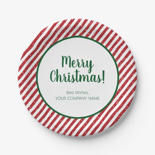 Glitter Candy Cane Striped Company Paper Plate