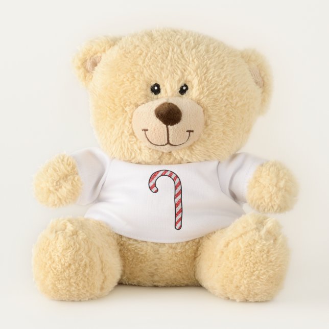 Glitter Candy Cane Teddy Bear (Front)
