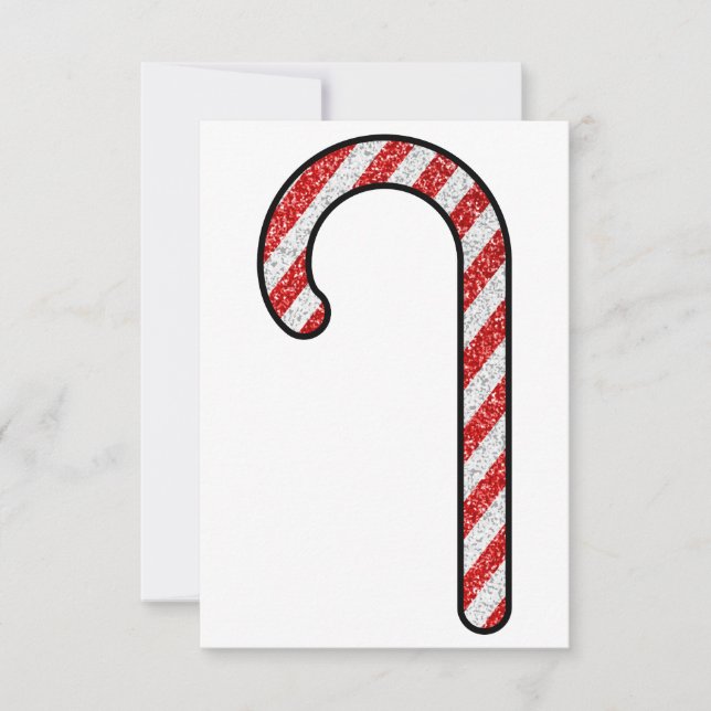 Glitter Candy Cane Thank You Card (Front)