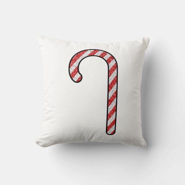 Glitter Candy Cane Throw Pillow (Front)