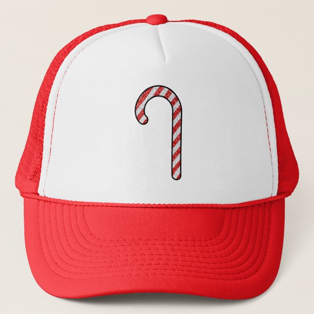Glitter Candy Cane Trucker Hat (Front)