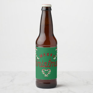 Glitter Candy Canes Beer Bottle Label
