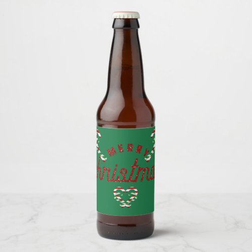 Glitter Candy Canes Beer Bottle Label