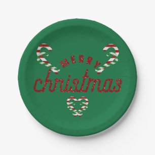Glitter Candy Canes Paper Plates