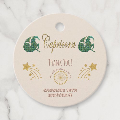 Glitter Capricorn Gold Shooting Stars Thank You Favor Tags