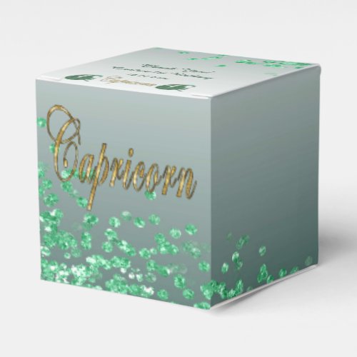 Glitter Capricorn  Green Glitter Birthday Favor Boxes
