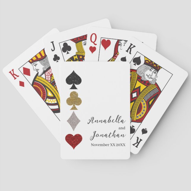 Glitter Card Game Las Vegas Casino Wedding (Back)