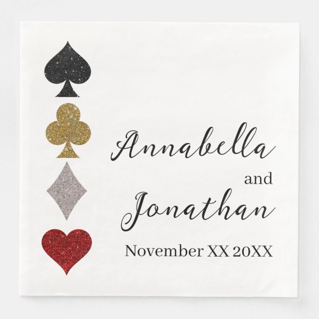 Glitter Card Game Las Vegas Casino Wedding Paper Dinner Napkins (Front)