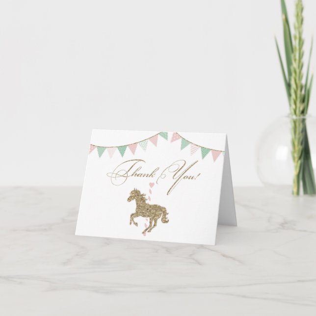 Glitter Carousel Horse | Thank You Card (Front)