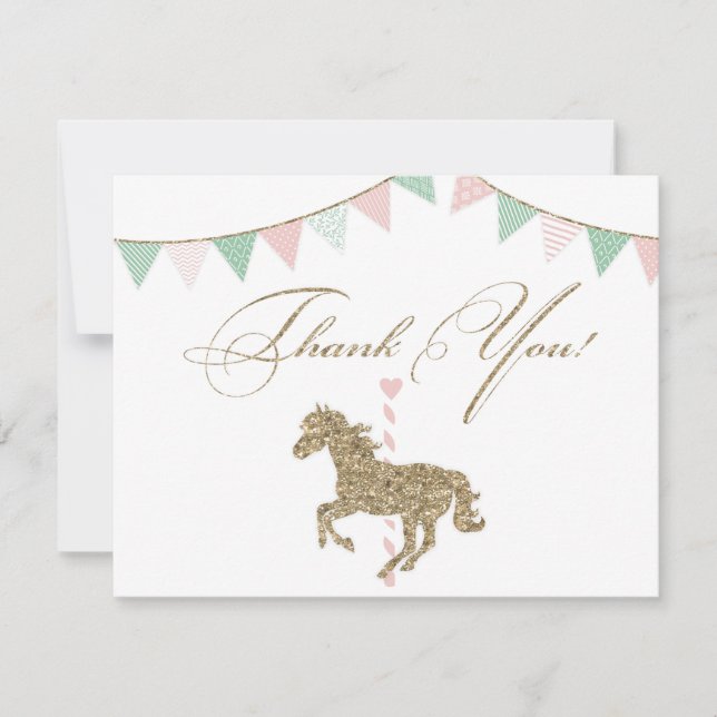 Glitter Carousel Horse | Thank You Card (Front)