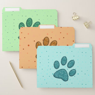"glitter" cat paw prints file folder