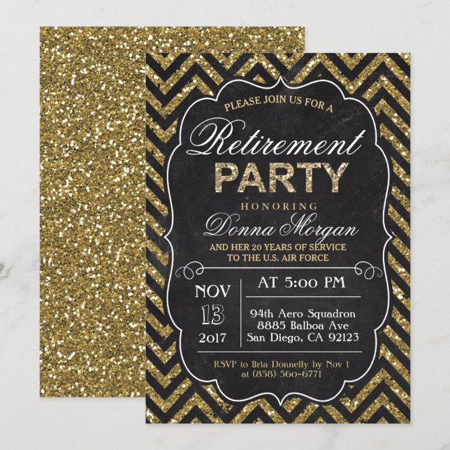 Glitter Chalk Retirement Party Invitation (Front/Back)