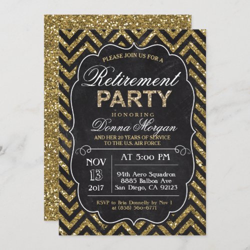 Glitter Chalk Retirement Party Invitation
