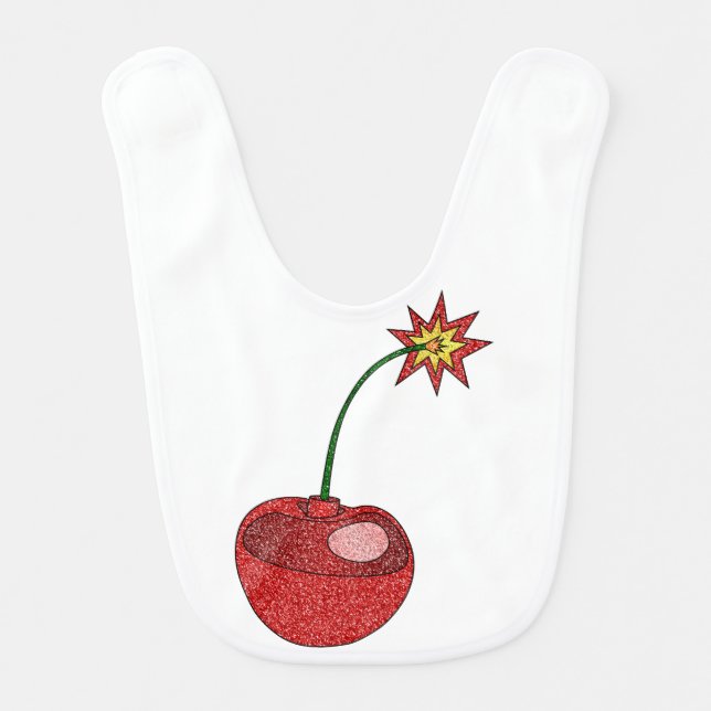Glitter Cherry Bomb Baby Bib (Front)