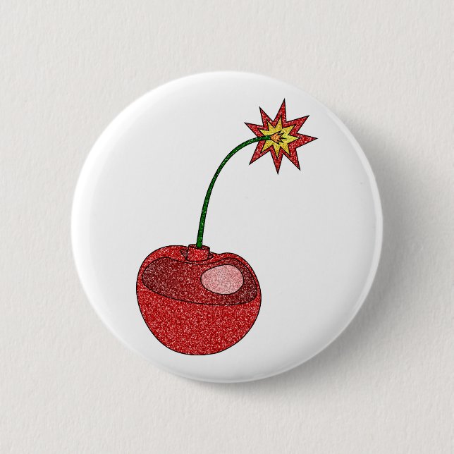 Glitter Cherry Bomb Button (Front)