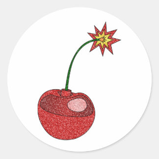 Glitter Cherry Bomb Classic Round Sticker