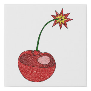 Glitter Cherry Bomb Faux Canvas Print