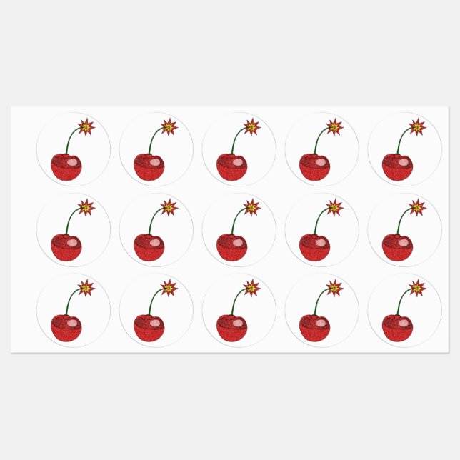 Glitter Cherry Bomb Labels (Sheet)