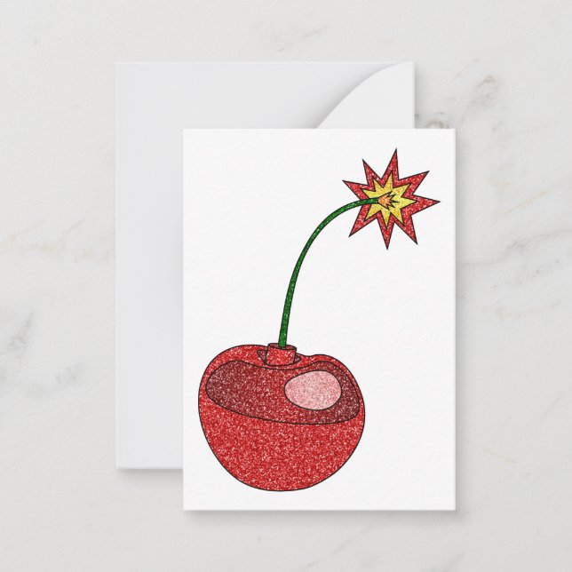 Glitter Cherry Bomb Note Card (Front)