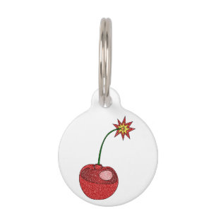 Glitter Cherry Bomb Pet ID Tag