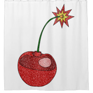 Glitter Cherry Bomb Shower Curtain