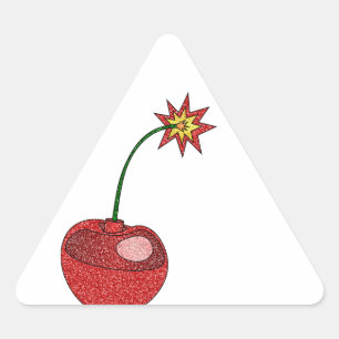 Glitter Cherry Bomb Triangle Sticker