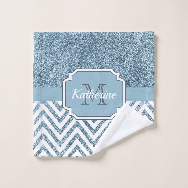 Glitter Chevron Bath Towel Set (Wash Cloth)