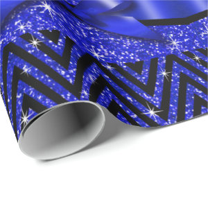 Glitter Chevron Bling Diamond Bow | sapphire Gift Wrap Paper
