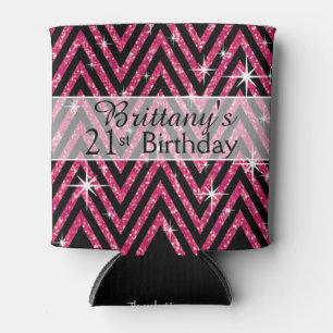 Glitter Chevron Bling fuchsia Can Cooler