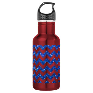 Glitter Chevron Blue Water Bottle