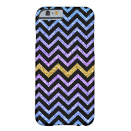 Glitter Chevron In Black Blue Purple &amp; Gold Barely There iPhone 6 Case