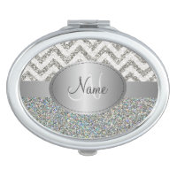 Glitter chevron Monogram Compact Mirror