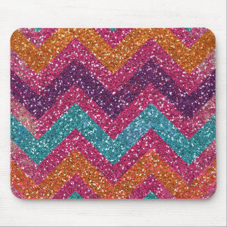 Glitter Chevron Pink Purple Orange Teal Mouse Pad